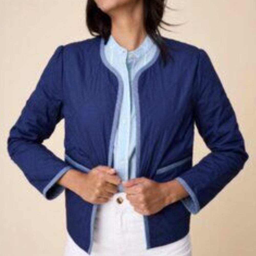 UNTUCKit Women's Blue Quilted Open Jacket, Size S